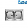 Evier inox 2 bacs pour installation sur meuble de 500 mm - ROCA A870420803