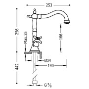 Mélangeur lavabo OR TRES-CLASIC COLOR - TRES 24210902OR