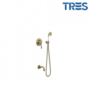 Kit bain‑douche à encastrer avec fermeture et réglage du débit  Laiton Vieilli TRES-CLASIC - TRES 24218005LV Laiton Vieilli