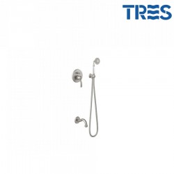 Kit bain‑douche à encastrer avec fermeture et réglage du débit Acier TRES-CLASIC- TRES 24218005AC