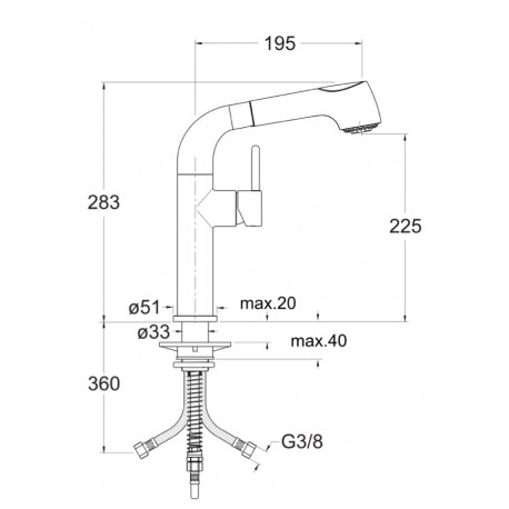Mitigieur évier avec douchette Chrome UNIC - CRISTINA ONDYNA KK55051