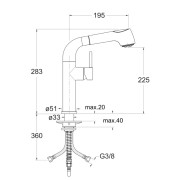 Mitigieur évier avec douchette Chrome UNIC - CRISTINA ONDYNA KK55051