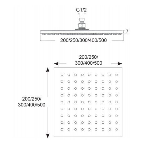Pomme de douche carrée en laiton 30 cm Blackmat QUADRI - CRISTINA ONDYNA SD30013