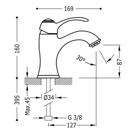 Mitigeur lavabo or TRES CLASIC  - TRES 24210301OR