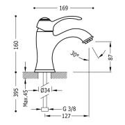Mitigeur lavabo or TRES CLASIC  - TRES 24210301OR