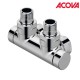 Pack vanne d'isolement en H kit T CHROME coudé ACOVA - 991628
