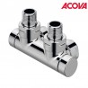 Pack vanne d'isolement en H kit T CHROME coudé ACOVA - 991628