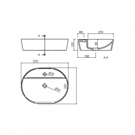 Vasque à poser en porcelaine blanche VARMEGA 515 - SALGAR 24553