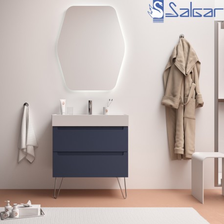Meuble salle de bain 2 tiroirs métallique Night Blue MONTERREY -SALGAR- 81727