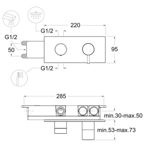 Mitigeur bain douche à encastrer 3 sorties chromé complet  TRIVERDE - CRISTINA ONDYNA TV61151