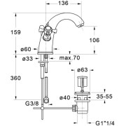 Robinet mélangeur avec vidage pour lavabo chromé CHAMBORD - CRISTINA ONDYNA CH21251