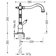 Mitigeur évier rabattable OR TRES-CLASIC COLOR  - TRES 24233401OR