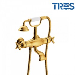 Mélangeur bain‑douche thermostatique OR avec douchette à main TRES CLASIC COLOR - TRES 24217609OR