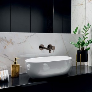 Mitigeur lavabo mural - Chromé Noir - 2 trous bec 18 cm - Cristina Ondyna TV25772