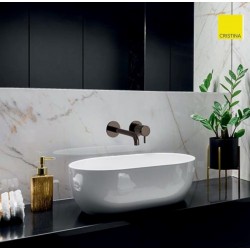 Mitigeur lavabo mural - Chromé Noir - 2 trous bec 18 cm - Cristina Ondyna TV25772