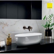 Mitigeur lavabo mural - Chromé Noir - 2 trous bec 18 cm - Cristina Ondyna TV25772