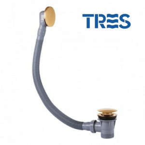 Vidage baignoire avec trop-plein et valve automatique Doré CLICK-CLACK  - TRES - 03453420OR
