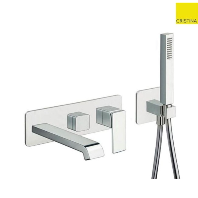 Façade externe Quadri S Chromé bain douche mural 2 sorties  - CRISTINA ONDYNA QS10251