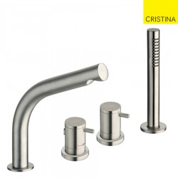Ensemble bain douche sur gorge thermostatique 4 trous avec bec INOX - CRISTINA ONDYNA SX12528