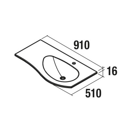 Plan vasque arrondi Gauche Charge Minérale Blanc Mat - MAM - SALGAR - 83946
