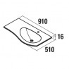 Plan vasque arrondi Gauche Charge Minérale Blanc Mat - MAM - SALGAR - 83946