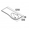 Plan vasque arrondi Gauche Charge Minérale Blanc Mat - MAM - SALGAR - 83948