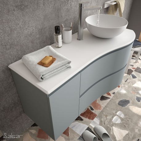 Plan de toilette arrondi gauche en Solid Surface- MAM - SALGAR - 83883