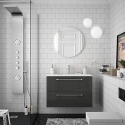 Ensemble meuble de salle de bain NOJA 600mm 2 portes CHÊNE ETERNITY avec  Vasque porcelaine - SALGAR 84968 - Vita Habitat