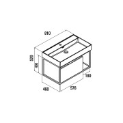 Ensemble meuble VINCI 800 et vasque Veneto 800 1 tiroir métallique CHÊNE AFRICAIN - SALGAR 26436