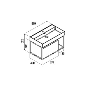 Ensemble meuble VINCI 800 et vasque Veneto 800 1 tiroir métallique CHÊNE AFRICAIN - SALGAR 26436