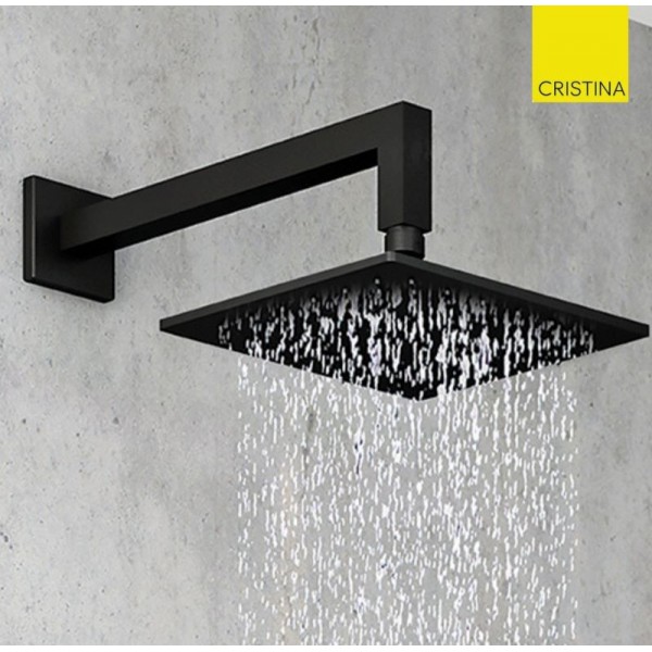 Pomme de douche Noir mat slim laiton carré - Cristina Ondyna SD25013 - Vita  Habitat