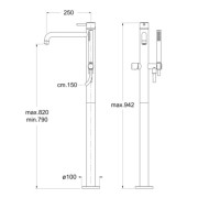 Monocolonne sur pied bain douche Chrome TRIVERDE - CRISTINA ONDYNA - TV18951