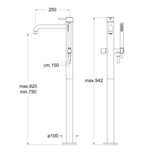 Monocolonne sur pied bain douche Chrome TRIVERDE - CRISTINA ONDYNA - TV18951