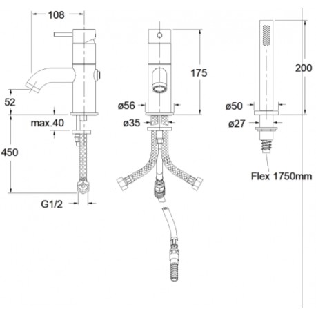 Mitigeur sur gorge bain/douche Chrome TRIVERDE - CRISTINA ONDYNA TV12151