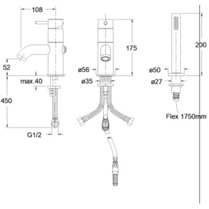 Mitigeur sur gorge bain/douche Chrome TRIVERDE - CRISTINA ONDYNA TV12151