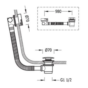 Système de vidage et de remplissage de baignoire Or Mat - TRES 03453430OM