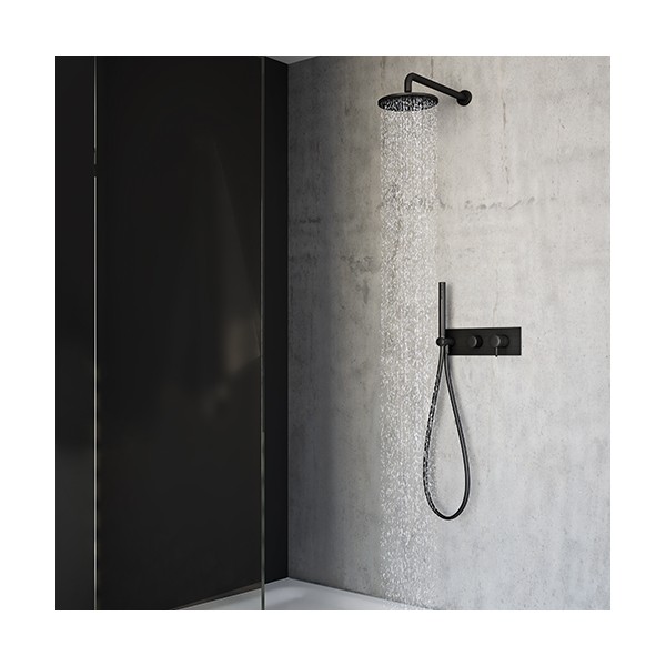 Barre de douche adaptable au robinet thermostatique mural Noir mat - TRES  03463506NM - Vita Habitat