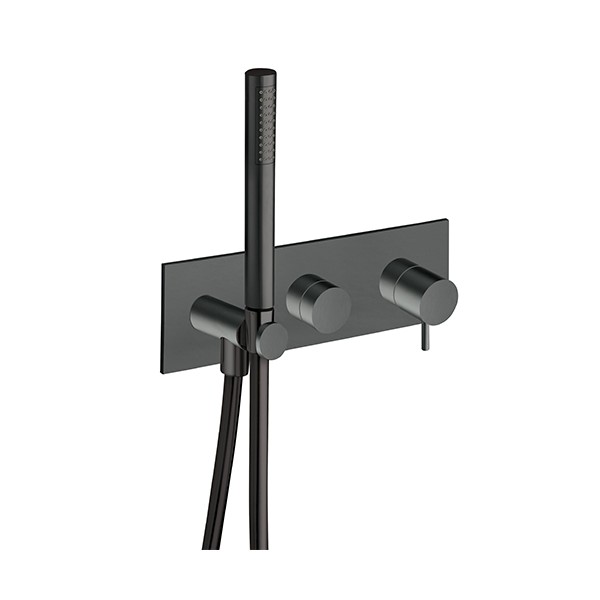 Barre de douche adaptable au robinet thermostatique mural Noir mat - TRES  03463506NM - Vita Habitat