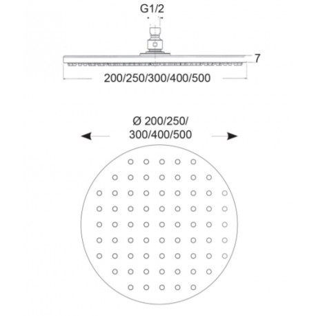 Pomme de douche ronde Black mat SLIM - Cristina Ondyna SD31213