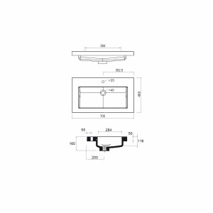 Plan vasque TOSCANA 705 charge minérale blanc - SALGAR 20749
