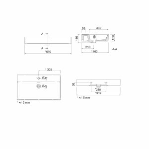 Plan vasque VENETO 610 en porcelaine blanche - SALGAR 23400