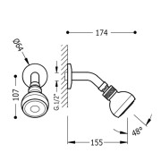 Bras douche Chromé ORDAL  - TRES 134808