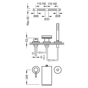Mitigeur bain sur gorge Chromé MAX - TRES 162161