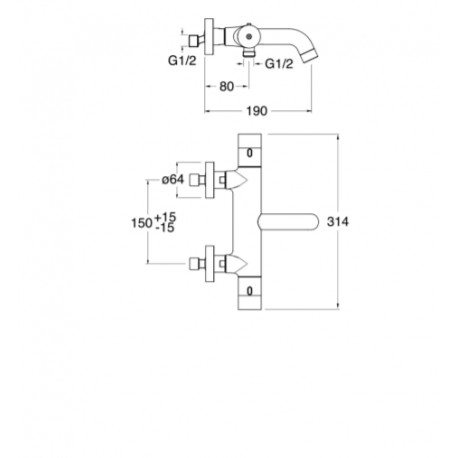 Mitigeur thermostatique bain douche BLACKMAT EAST SIDE - CRISTINA ONDYNA ES15713