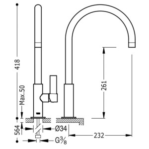 Mitigeur évier Or mat  - TRES 20544001OM