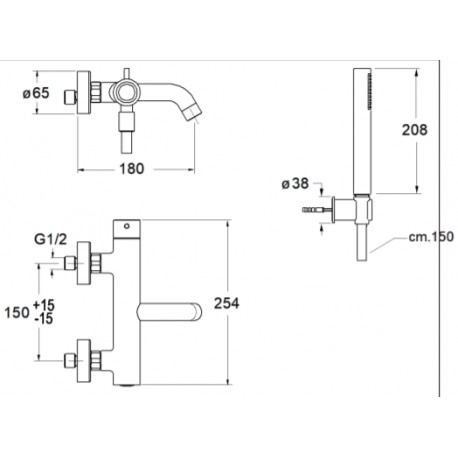 Bain-douche et Kit douchette Vieux Bronze TRIVERDE - CRISTINA ONDYNA TV18092