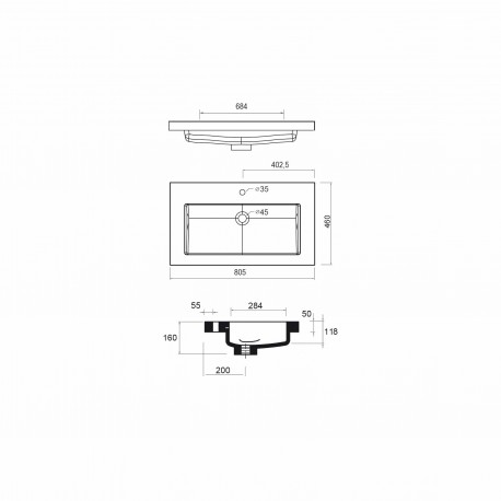 Vasque TOSCANA 805 pour meuble de salle de bain - SALGAR 20750