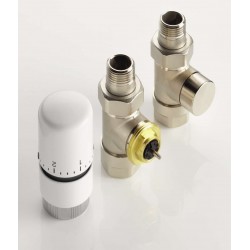 Kit robinetterie manuelle droit tete thermostatique design nickelé- ACOVA 841068