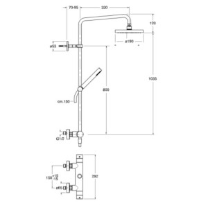Colonne de douche thermostatique Métal brossé TRIVERDE- CRISTINA ONDYNA TV48677