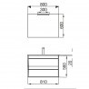 Ensemble meuble de salle de bain 800mm 2 tiroirs Chêne Ostippo avec Vasque porcelaine, Miroir et Applique ATTILA- SALGAR 84944